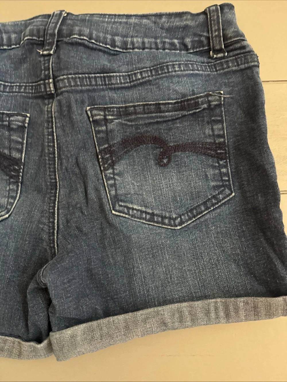 Justice Girls Dark Blue Denim Roll-Cuff Shorts size 14